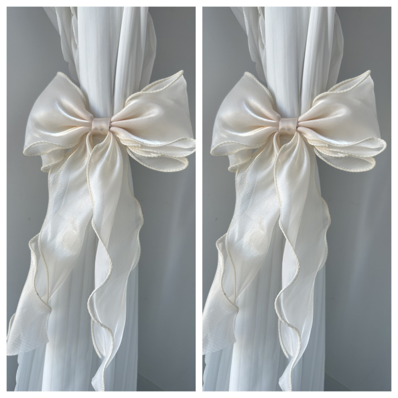 Dantelă pentru perdea cu fundață perlată și nod de mărgele, decor pentru perdele din plasă, personalizabil, stil nou chinezesc