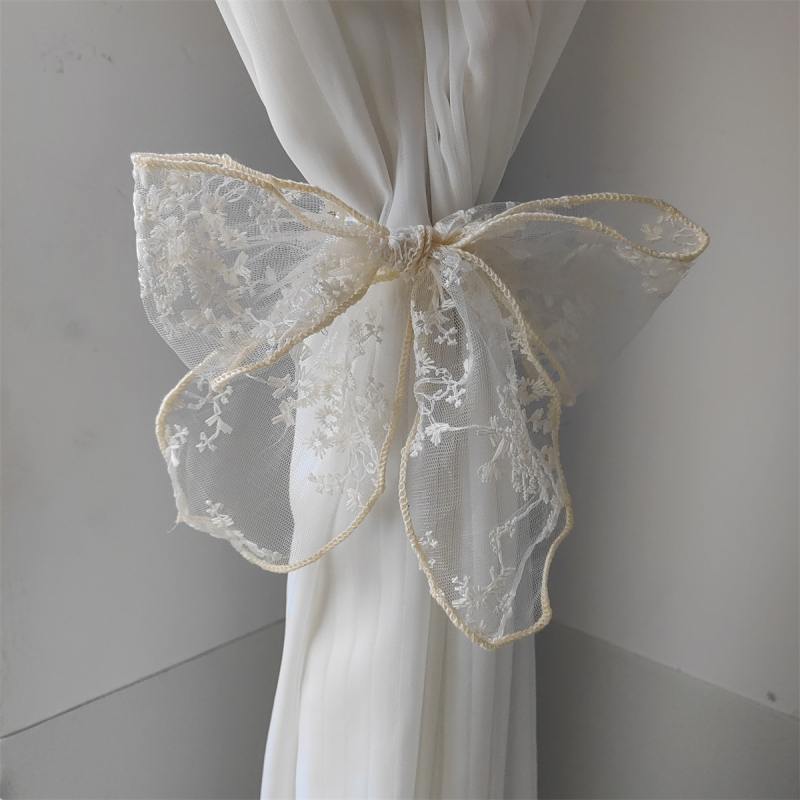 Dantelă pentru perdea cu fundață perlată și nod de mărgele, decor pentru perdele din plasă, personalizabil, stil nou chinezesc