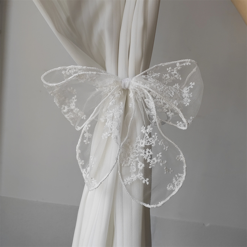 Dantelă pentru perdea cu fundață perlată și nod de mărgele, decor pentru perdele din plasă, personalizabil, stil nou chinezesc