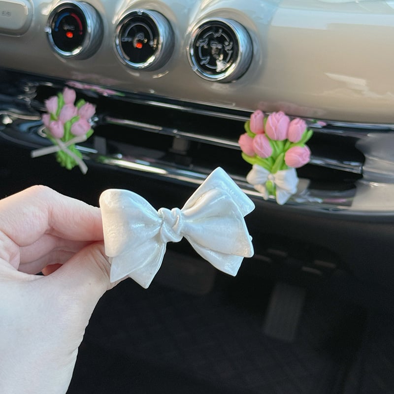 Tulip Bow auto difuzor za aromu, difuzijski kamen, klip za izlaz zraka, jasmin miris, sadržaj 5–10 ml, vrijeme isparavanja 31–60 dana