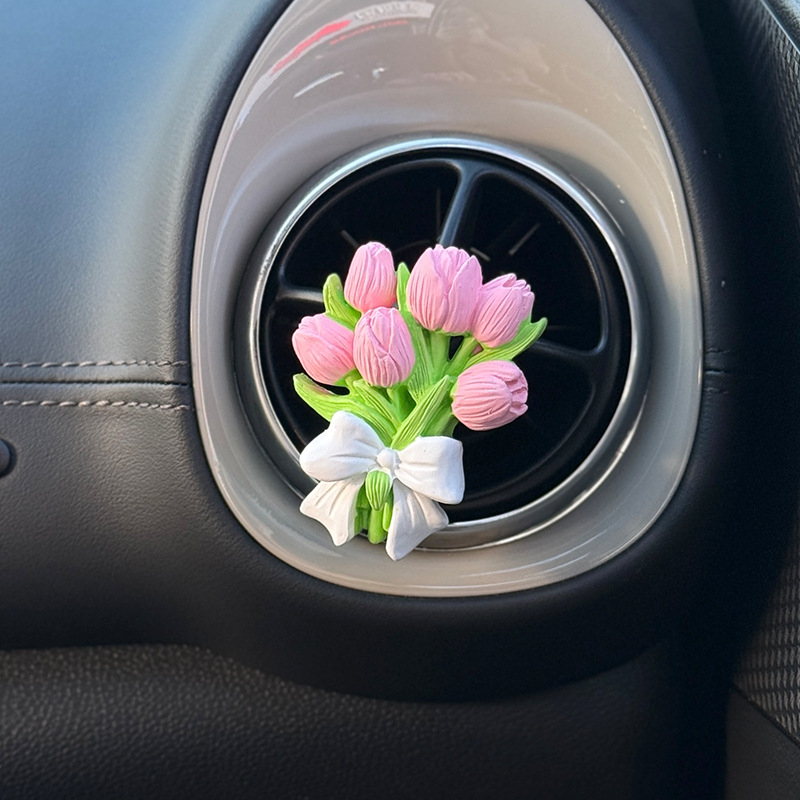 Tulip Bow auto difuzor za aromu, difuzijski kamen, klip za izlaz zraka, jasmin miris, sadržaj 5–10 ml, vrijeme isparavanja 31–60 dana