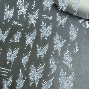 Körömdíszítő matricák akvarell pillangó mintával, egyszerű stílus (Matricák; Ajándék: Üzleti ajándékok; IP: Nem engedélyezett)