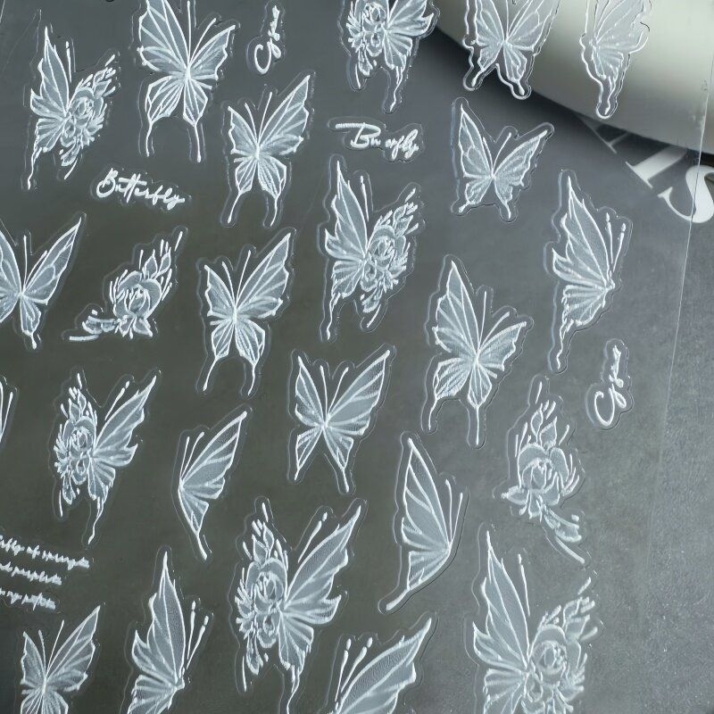 Körömdíszítő matricák akvarell pillangó mintával, egyszerű stílus (Matricák; Ajándék: Üzleti ajándékok; IP: Nem engedélyezett)