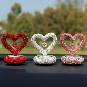 Suport auto pentru parfum cu cristale, stil desen animat, formă inimă dublă pentru consola centrală