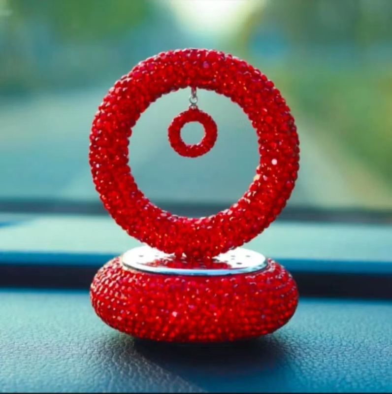 Suport auto pentru parfum cu cristale, stil desen animat, formă inimă dublă pentru consola centrală