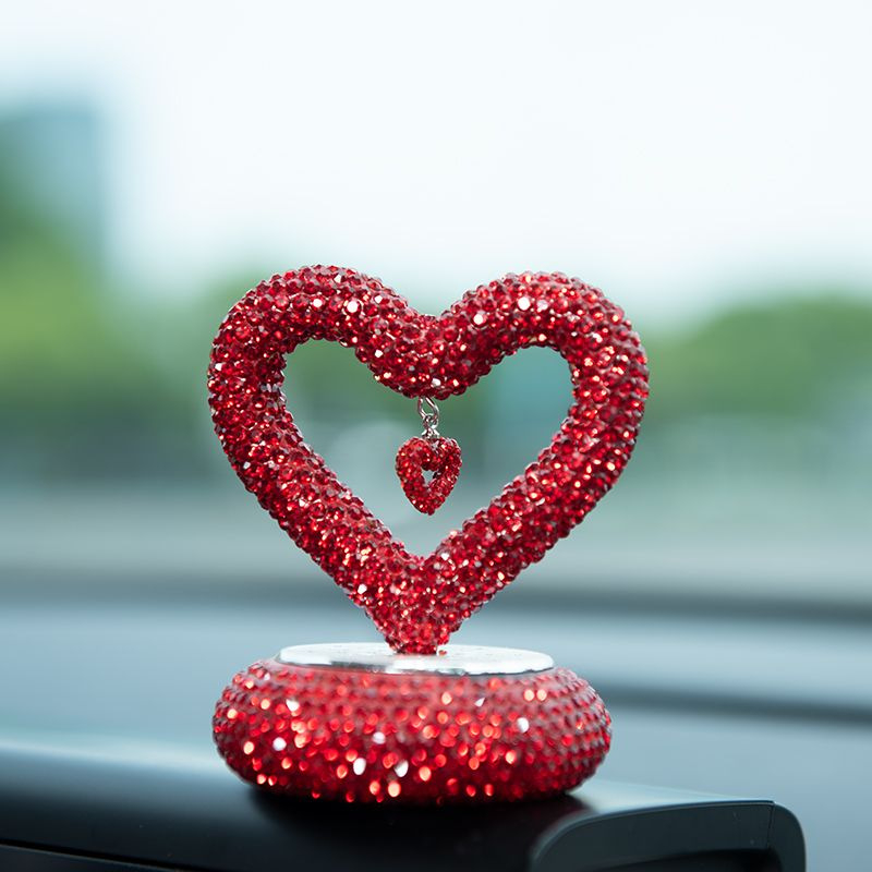 Suport auto pentru parfum cu cristale, stil desen animat, formă inimă dublă pentru consola centrală