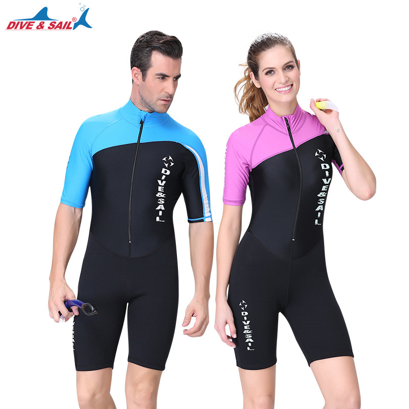 Jednodelni wetsuit – Lycra + Nylon, 1.5 mm, topao i zaštita od sunca za ronjenje, snorkeling i surfanje – DIVE&SAIL