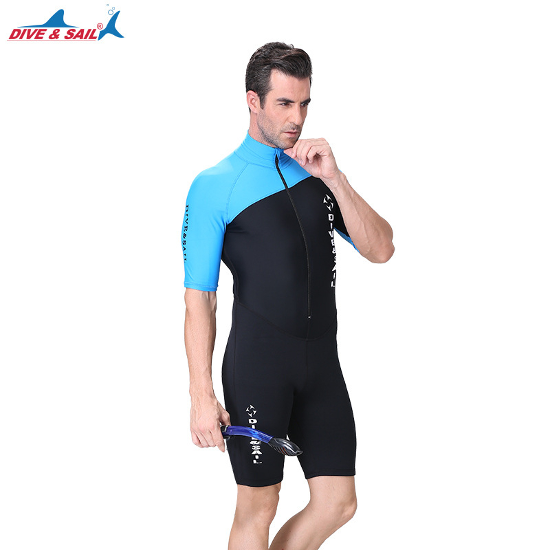Jednodelni wetsuit – Lycra + Nylon, 1.5 mm, topao i zaštita od sunca za ronjenje, snorkeling i surfanje – DIVE&SAIL