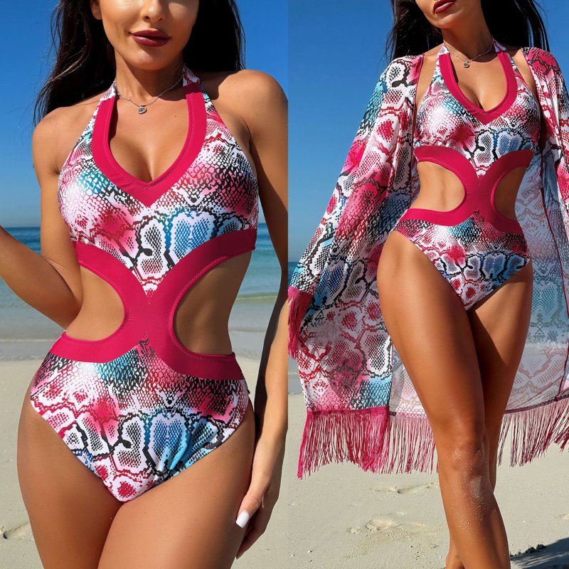 Costum de baie întreg pentru femei, cu pernă pentru bust, spate decupat, uscare rapidă, elasticitate ridicată, material nylon-spandex