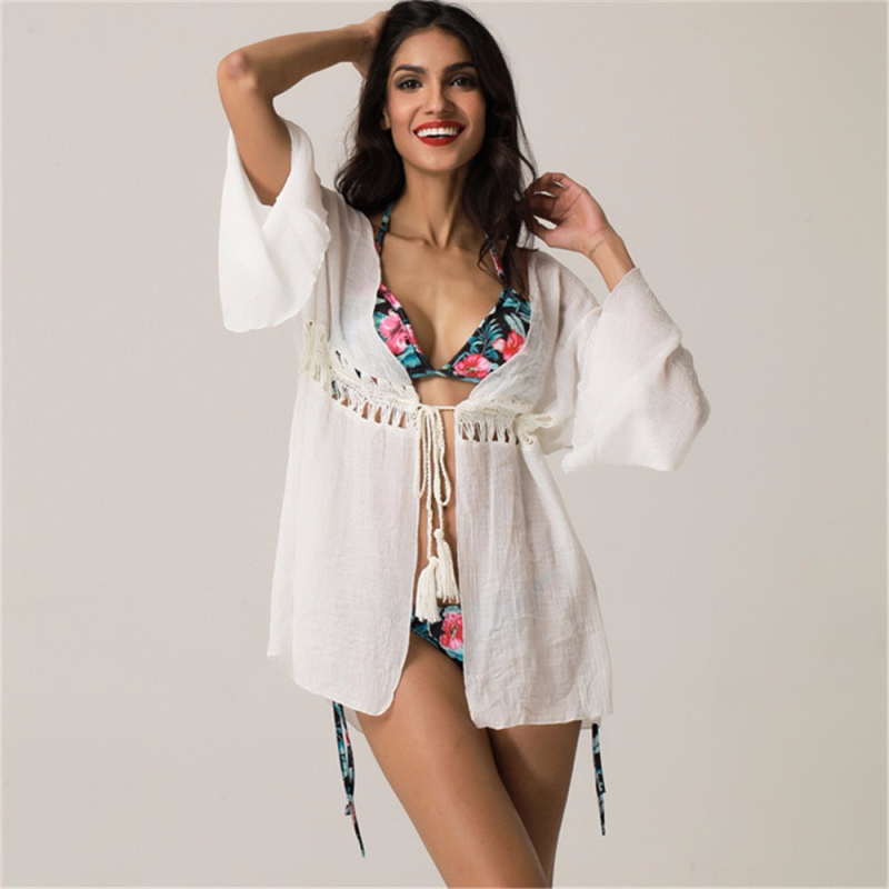 Plažni cover-up za bikini – opušten kroj, izrez s vezom u struku, materijal poliester, podstava poliester, 130 gsm