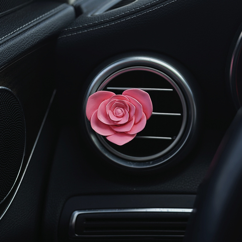 Difuzor auto de aromă în formă de lalea cu piatră de parfum | suport din ipsos, clips pentru aer, 5–10 ml parfum de iasomie, decor interior pentru mașină