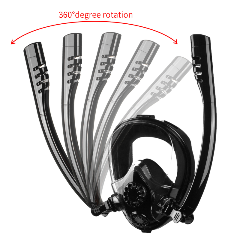 Mască de scufundări antifog, anti-sufocare, separare a respirației, tuburi dual, snorkel uscat complet