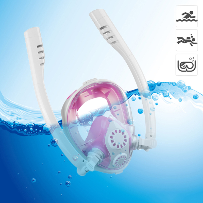 Mască de scufundări antifog, anti-sufocare, separare a respirației, tuburi dual, snorkel uscat complet