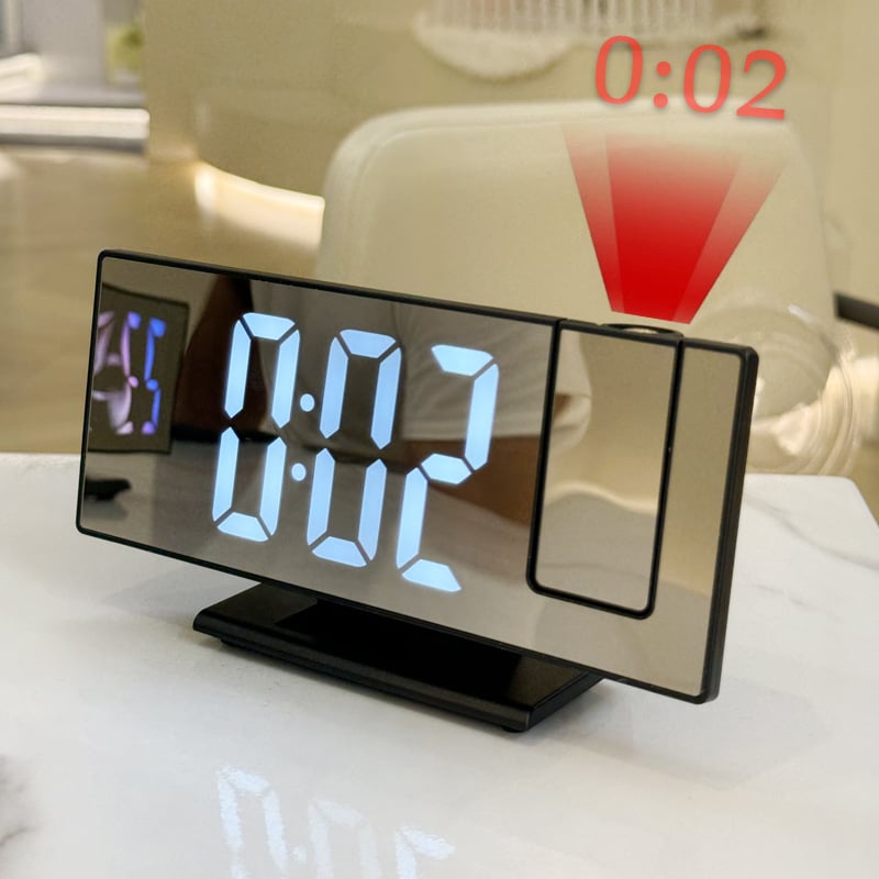 Projekcijski sat s LED velikim zaslonom, oglednom površinom, vječni kalendar i alarm