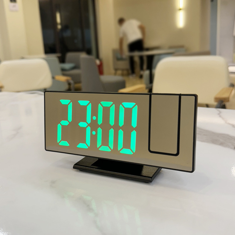 Projekcijski sat s LED velikim zaslonom, oglednom površinom, vječni kalendar i alarm