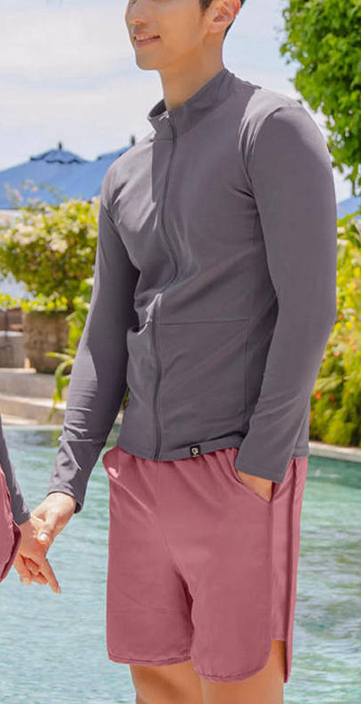 Costum de baie din două părți pentru femei, cu mâneci lungi, pentru înot și snorkel, model solid, cu burete la bust și fără suport metalic; material: nailon, poliester; căptușeală: poliester