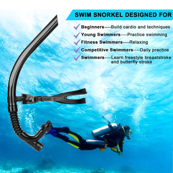 Prednji ugrađeni snorkel za odrasle, trening snorkel od tekućeg silikona, materijali PVC/Silikon/PC, CE potvrda