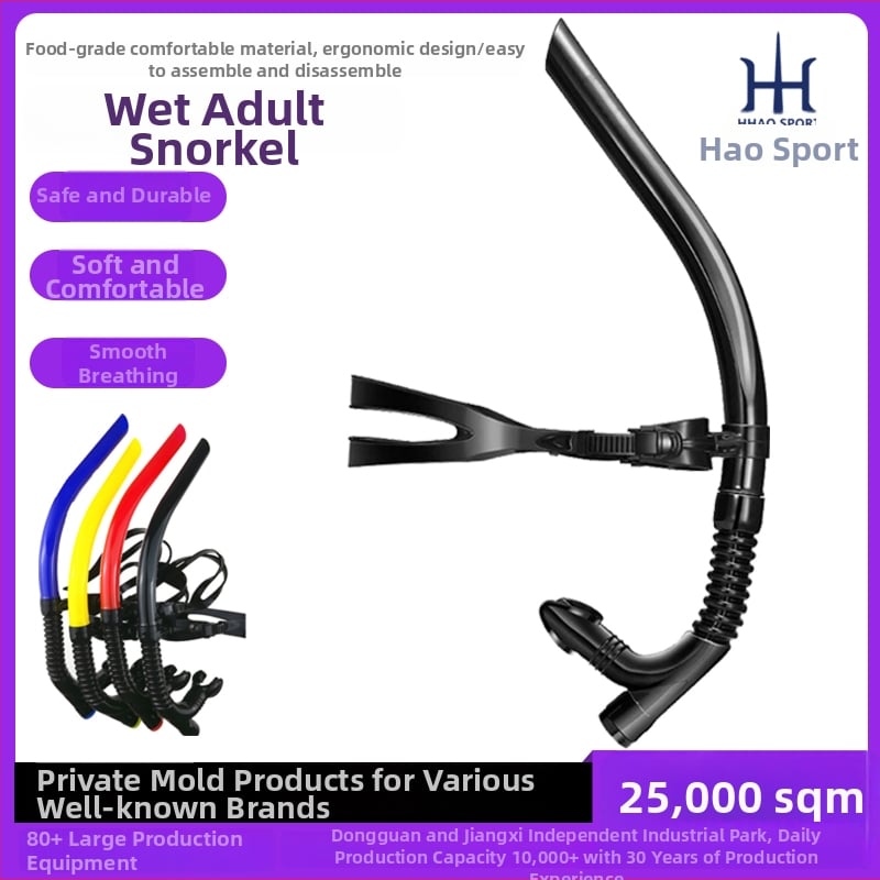 Prednji ugrađeni snorkel za odrasle, trening snorkel od tekućeg silikona, materijali PVC/Silikon/PC, CE potvrda