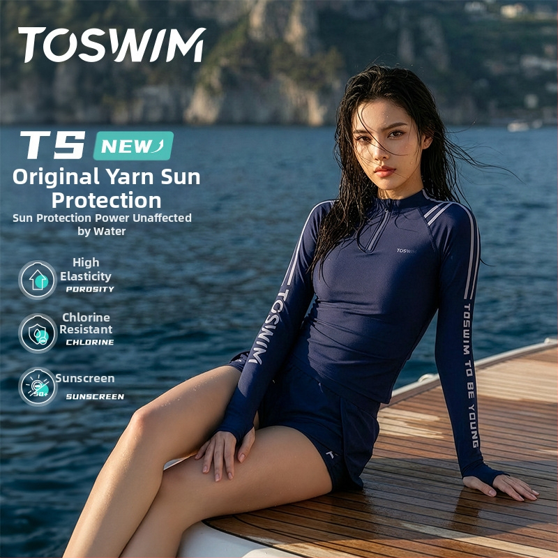 Női hosszú ujjú egyrészes fürdőruha UV-védelemmel, párnázott melltartóval, nylon anyag és Spandex bélés