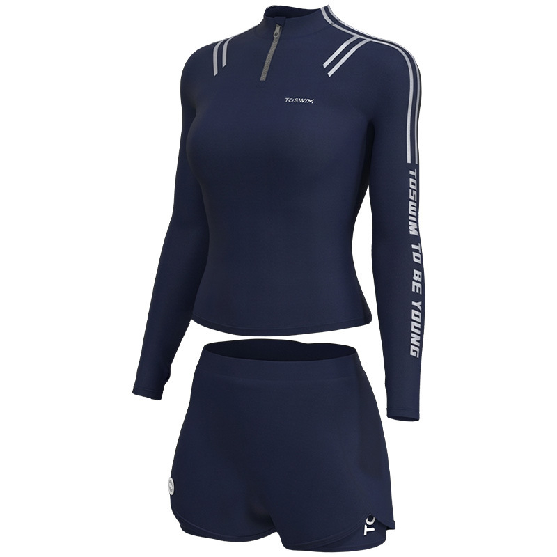 Női hosszú ujjú egyrészes fürdőruha UV-védelemmel, párnázott melltartóval, nylon anyag és Spandex bélés