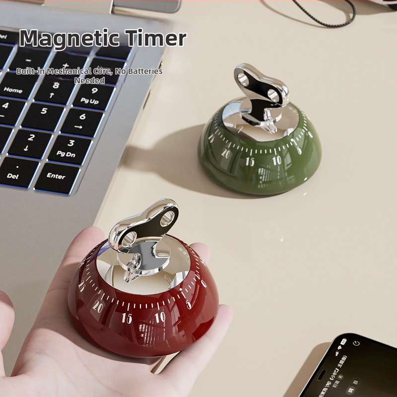 Konyhai mágneses mechanikus időzítő – ABS-kerek ház, mechanikus mozgás, kézi felhúzás, mutató kijelző, riasztó funkció