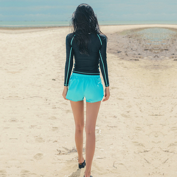 Ice Lake Whale costum de baie pentru femei din două piese cu mâneci lungi, uscare rapidă, protecție UV, 50% nylon, stil briefs, pernă pentru bust fără suport metalic
