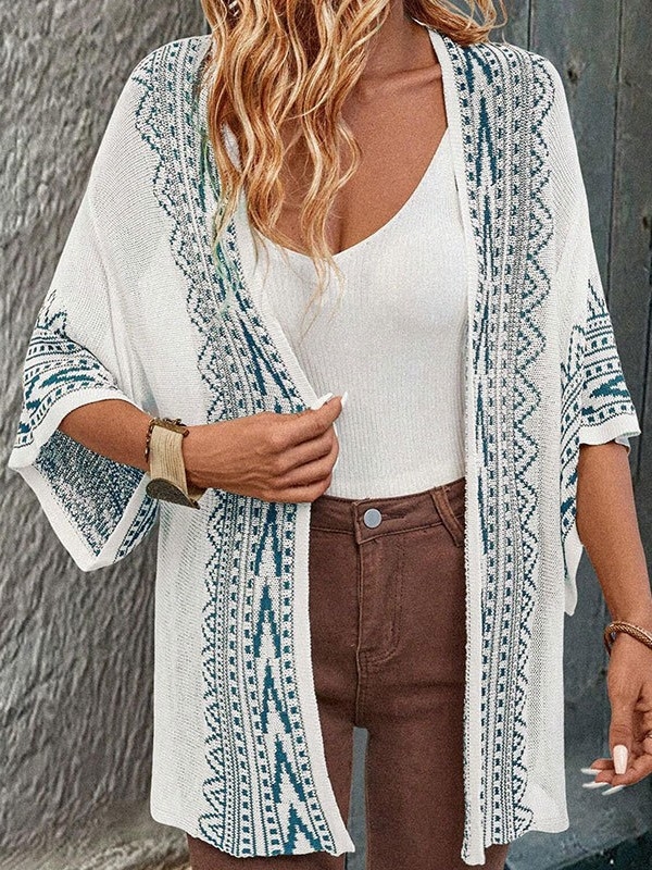 Bluza za plažu, pletena prozračna tkanina, zvonasti rukavi, cardigan s prednjim otvaranjem za zaštitu od sunca