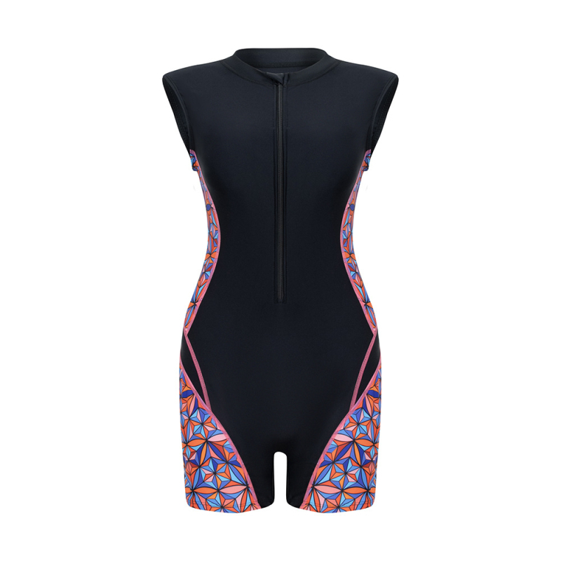 Costum de baie întreg fără mâneci, fermoar în față, protecție UV, țesătură nylon/spandex 80/20