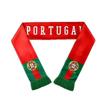 Nogometni navijački šal s prilagođenim logotipom; tiskanje logotipa dostupno; satenski materijal.