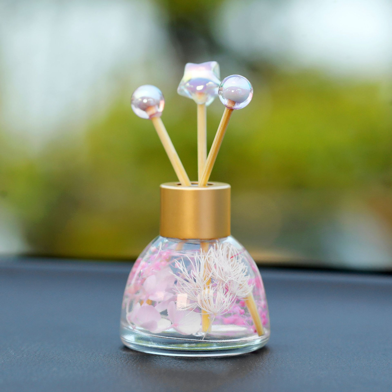 Pot autóillatosító üveg dísz – illóolajjal és szárított virágokkal a szagok eltávolítására és a belső dekorációhoz