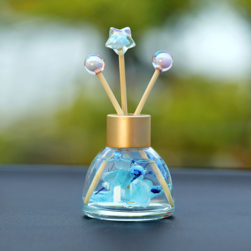 Pot autóillatosító üveg dísz – illóolajjal és szárított virágokkal a szagok eltávolítására és a belső dekorációhoz