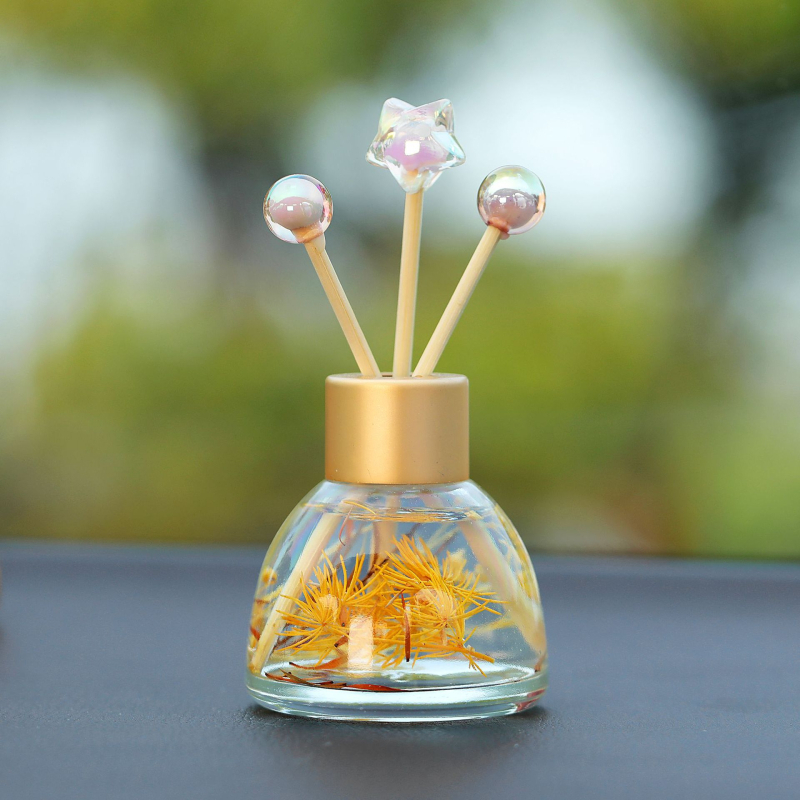 Pot autóillatosító üveg dísz – illóolajjal és szárított virágokkal a szagok eltávolítására és a belső dekorációhoz