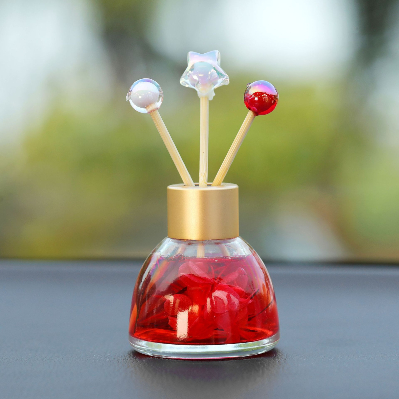 Pot autóillatosító üveg dísz – illóolajjal és szárított virágokkal a szagok eltávolítására és a belső dekorációhoz