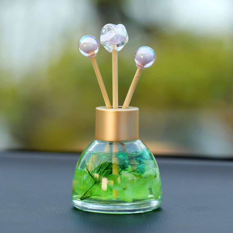 Pot autóillatosító üveg dísz – illóolajjal és szárított virágokkal a szagok eltávolítására és a belső dekorációhoz