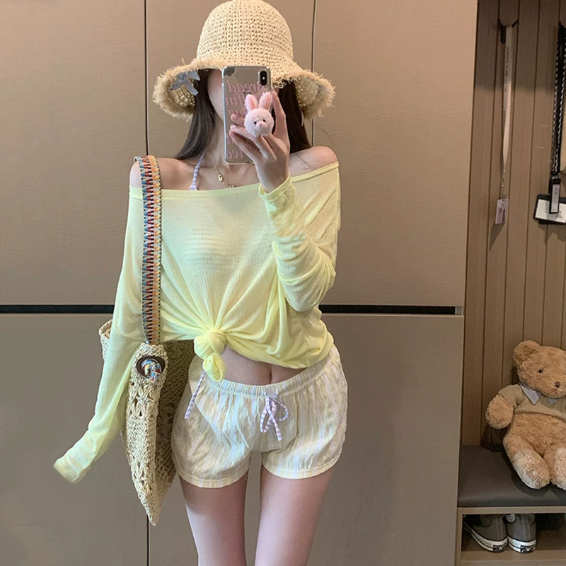 Ženski bikini kupaći kostim s dugim rukavima, zaštita od sunca, seksi dizajn, umetci u grudnjaku, bez žice