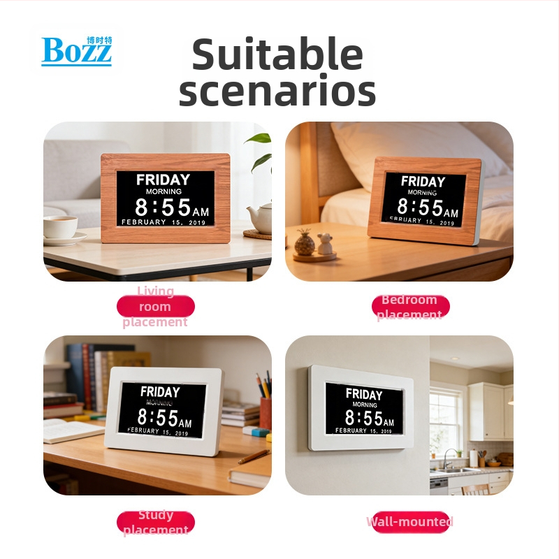 Ceas de birou cu afișaj LCD, alarmă, afișaj ziua săptămânii și a lunii, iluminare de fundal