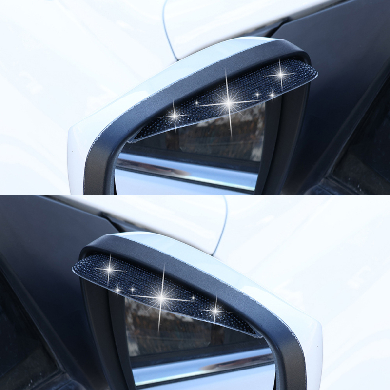 Диамантено украсено огледало за обратно виждане с дъждовен щит, PVC, залепване, универсална съвместимост, AT, опаковка 1–2 бр