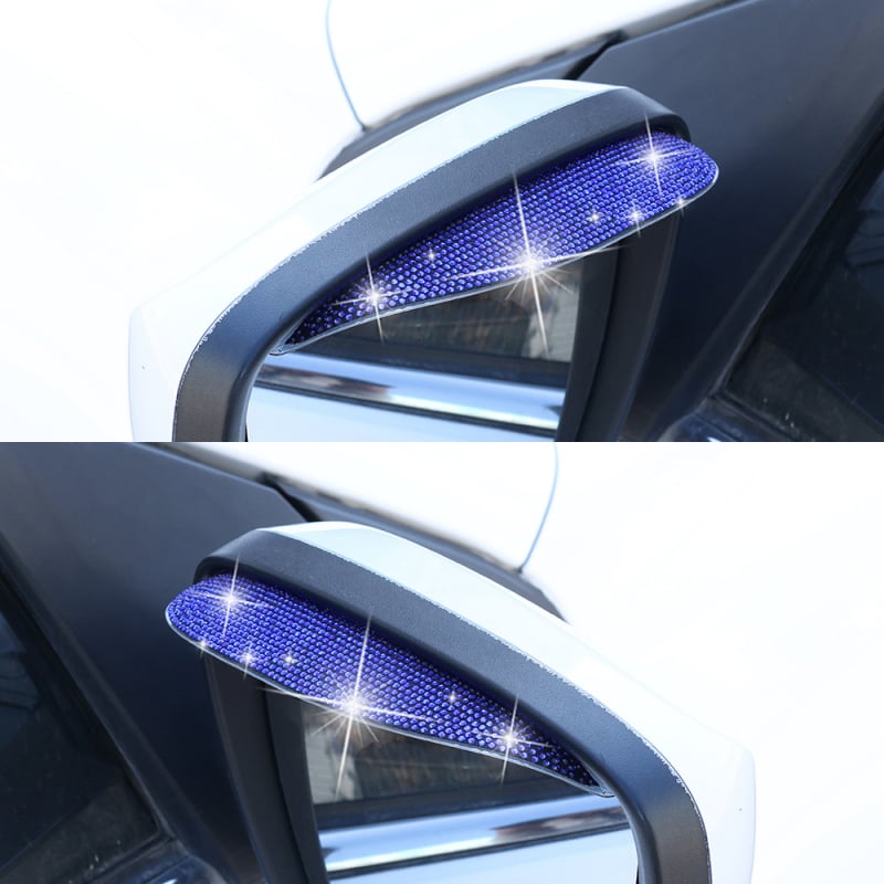 Диамантено украсено огледало за обратно виждане с дъждовен щит, PVC, залепване, универсална съвместимост, AT, опаковка 1–2 бр