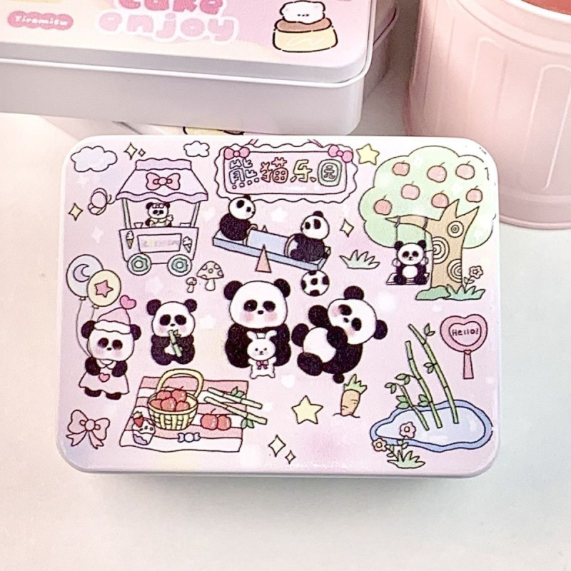 Metalna kutija za stolno skladištenje s dizajnom cartoon cute, kapacitet 200 ml, zatvoren poklopac