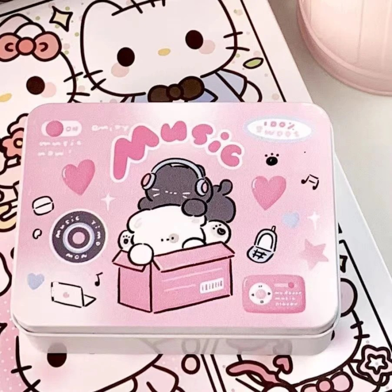 Metalna kutija za stolno skladištenje s dizajnom cartoon cute, kapacitet 200 ml, zatvoren poklopac