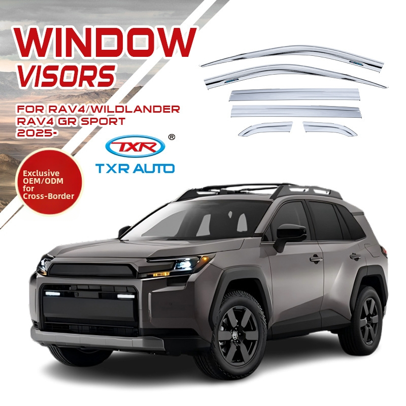 Akrilový slnečno-dážďový štít pre Toyota RAV4 2025 Wilanda – lepená montáž na konkrétny model, balenie 6 kusov