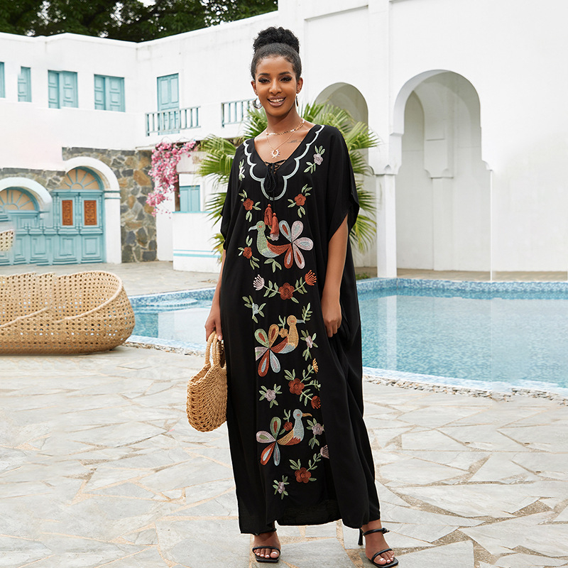Šiveni rayon plažni cover-up haljina, duga haljina s pamukom podstavom, 230 g/m²