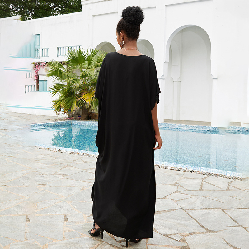 Šiveni rayon plažni cover-up haljina, duga haljina s pamukom podstavom, 230 g/m²