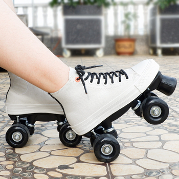 Unisex rolne cipele s platnenim gornjim dijelom, dvostruki red kotača, PU kotači