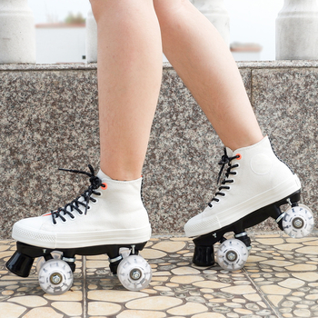 Unisex rolne cipele s platnenim gornjim dijelom, dvostruki red kotača, PU kotači