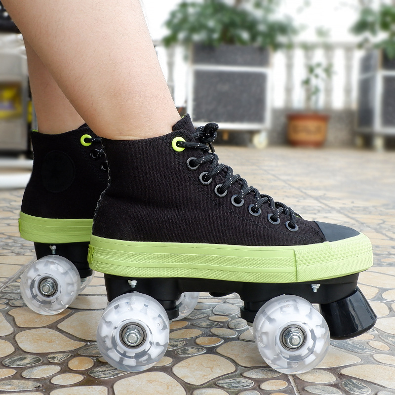 Unisex rolne cipele s platnenim gornjim dijelom, dvostruki red kotača, PU kotači