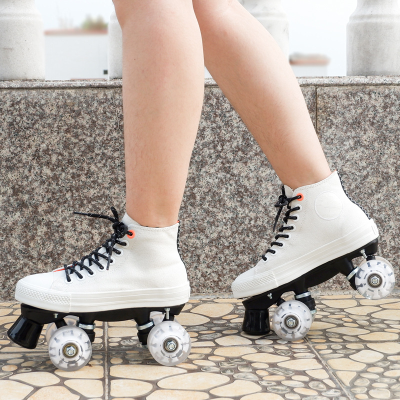 Unisex rolne cipele s platnenim gornjim dijelom, dvostruki red kotača, PU kotači