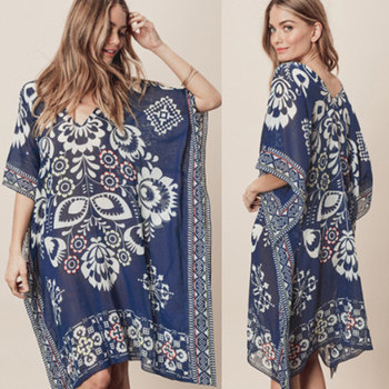Bluza de bikini din chiffon cu decolteu în V, croială lejeră, căptușeală 100% poliester, țesătură chiffon, pentru plajă