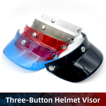 Retro prilba na motorke s tromi gombíkmi, PC škrupina, štít proti dažďu a slnku, univerzálne na všetky sezóny