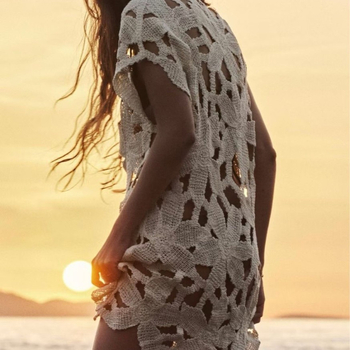 Plažna crochet midi bluza za žene 18+ - podstava od pamuka; poliester smjesa 95-100%; težina 200 g; pogodna za plivanje i vodene sportove
